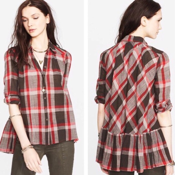 peplum flannel top